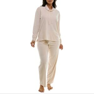 Roudelain Women's Long-Sleeve Hooded Velour Pajama Set Size L NWT